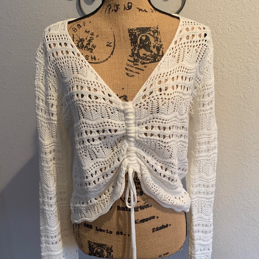 Lulu's White Crochet Sweater